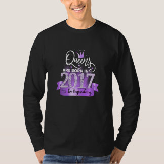 Womens Born In 2017 I Elegant Purple Black Party O T Shirt