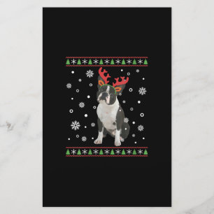 Womens Boston Terrier Julafton Ugly jul Sweater Brevpapper