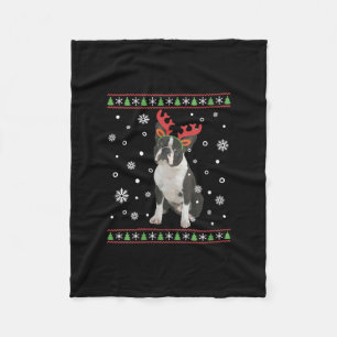 Womens Boston Terrier Julafton Ugly jul Sweater Fleecefilt