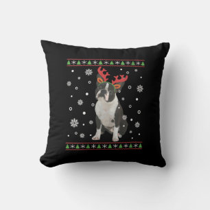 Womens Boston Terrier Julafton Ugly jul Sweater Kudde