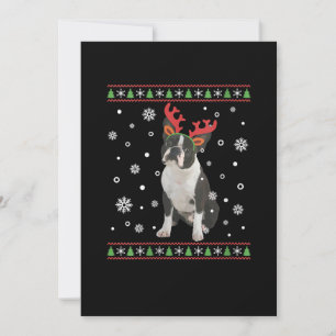 Womens Boston Terrier Julafton Ugly jul Sweater Meddelande