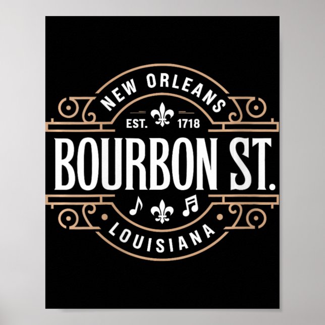 Womens Bourbon Street New Orleans Music Est 1718 V Poster (Framsidan)