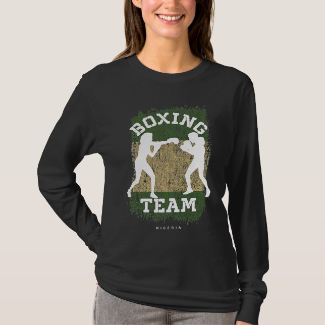 Womens Boxing Nigeria Combat Sports Fighter Boxing T Shirt (Framsida)