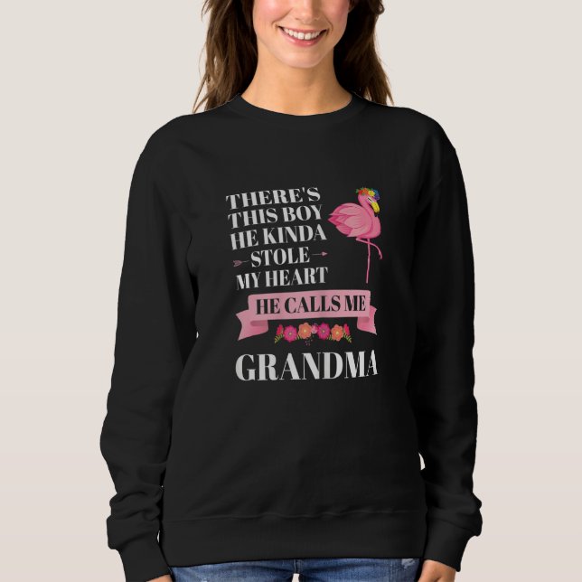 Womens boy he kinda stole heart he calls me grandm t shirt (Framsida)