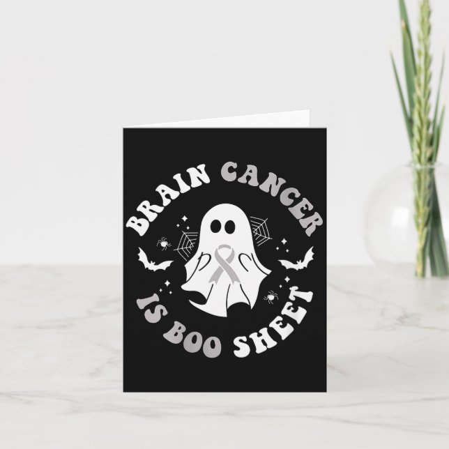Womens Brain Cancer Is Boo Sheet Ghost Ribbon Awar Kort (Framsida)