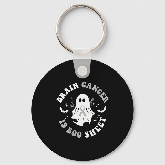 Womens Brain Cancer Is Boo Sheet Ghost Ribbon Awar Nyckelring (Framsida)
