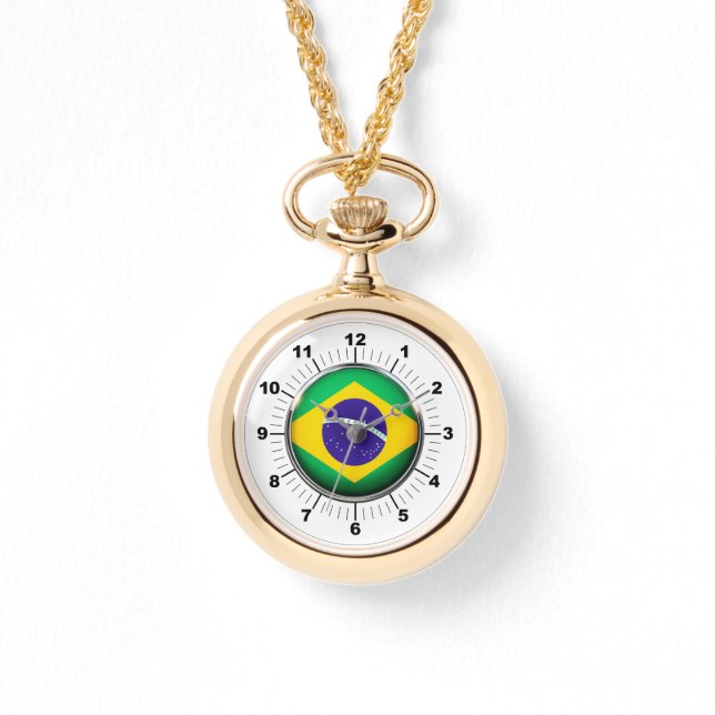 Women's Brazil Flagga Wraparound Guld Watch Armbandsur (Framsida)