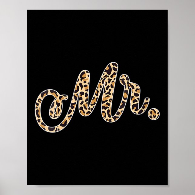 Womens Bride Groom Leopard Print Bröllop Matchi Poster (Framsidan)