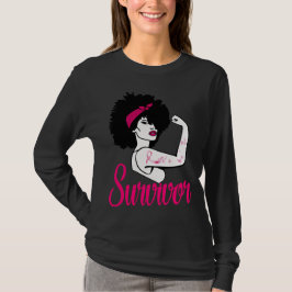 Womens Bröstcancer överlevande Rosie Riveter Rosa  T Shirt