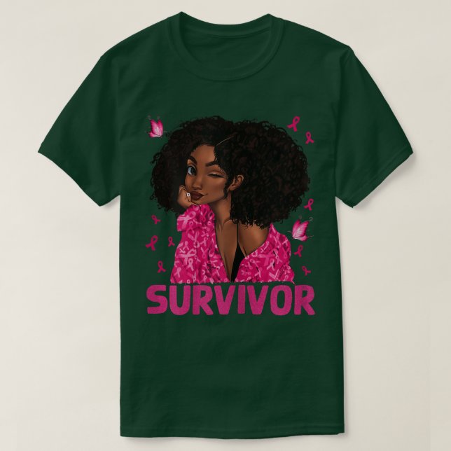 Womens Bröstcancer överlevande Rosie Riveter Rosa  T Shirt (Design framsida)