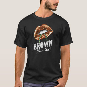 Womens Brown Skin Girl Black Queen Melanin Poppin T Shirt
