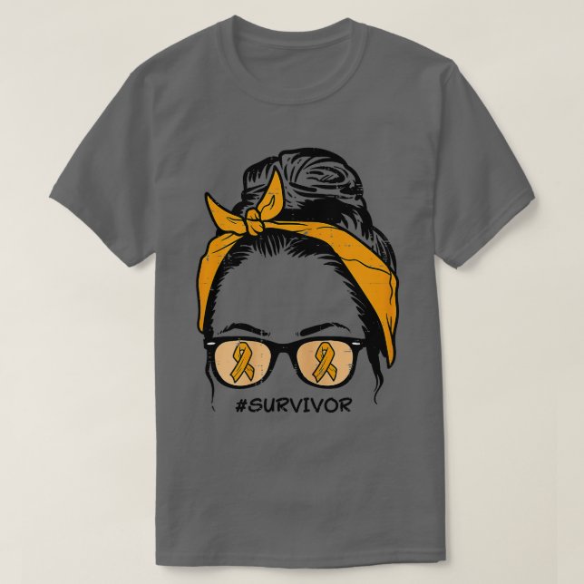 Womens Bun Orange Ribbon Sunglass Survivor Leukemi T Shirt (Design framsida)