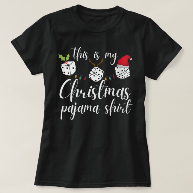 Womens Bunco jul Pajama Dice Game Natt T Shirt (Design framsida)