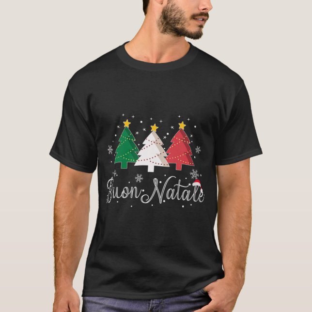 Womens Buon Natale Italienska Julgran - Julafton V T Shirt (Framsida)