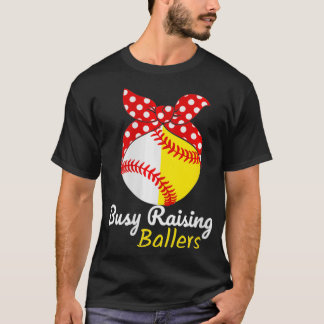 Womens Busy Raising Ballers VNeck  T Shirt
