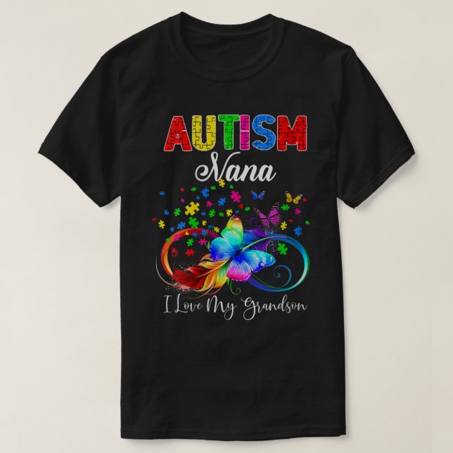 Womens Butterfly Autism Nana I Kärlek Min morson S T Shirt (Design framsida)