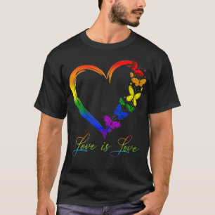 Womens Butterfly Heart Rainbow Kärlek är Kärlek HB T Shirt