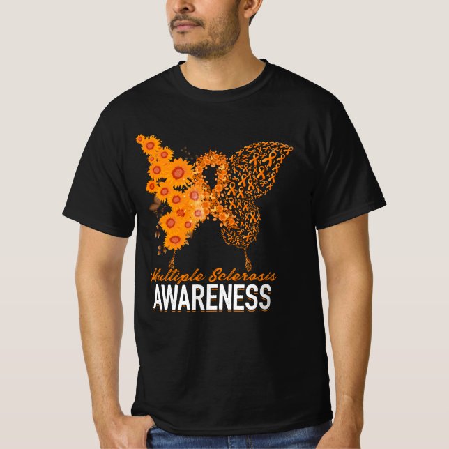 Womens Butterfly Många Sclerosis MS Awareness O T Shirt (Framsida)