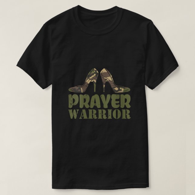 Womens Camo Heels Prayer Warrior Faith Gud Jesus C T Shirt (Design framsida)