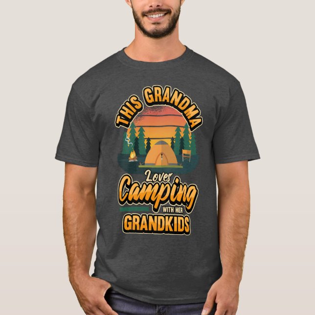 Womens Campinghis Grandma Loves Camping With Her g T Shirt (Framsida)