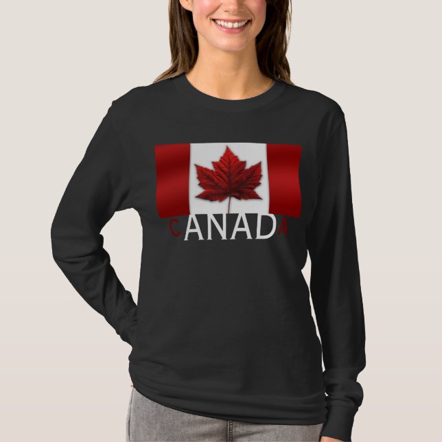 Women's Canada Flagga Shirt Canada Souvenir Shirt T Shirt (Framsida)