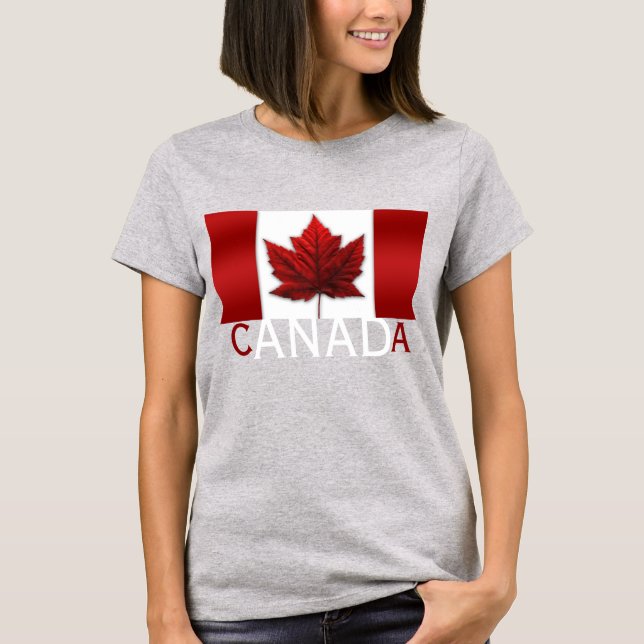 Women's Canada Flagga Shirt Canada Souvenir Shirt Tröja (Framsida)