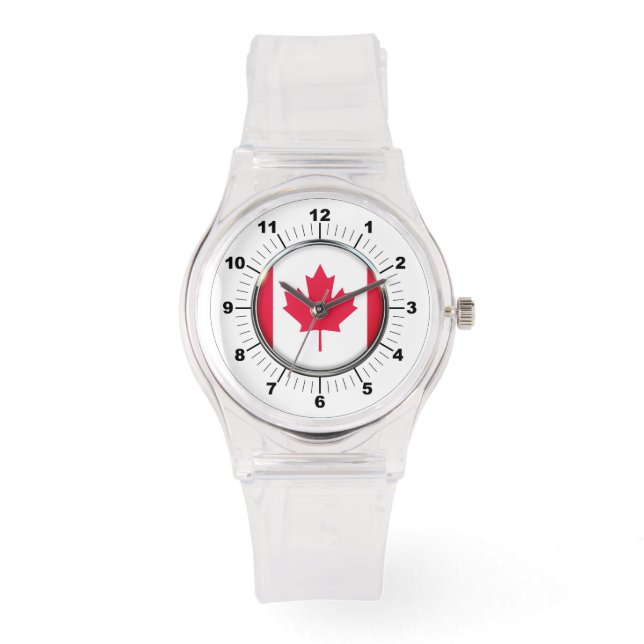 Women's Canada Flagga Sporty Rosa Silicon Watch Armbandsur (Framsida)