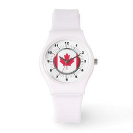 Women's Canada Flagga Sporty White Silicon Watch Armbandsur