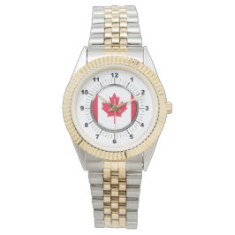 Women's Canada Flagga Two-Tone Bracelet Watch Armbandsur