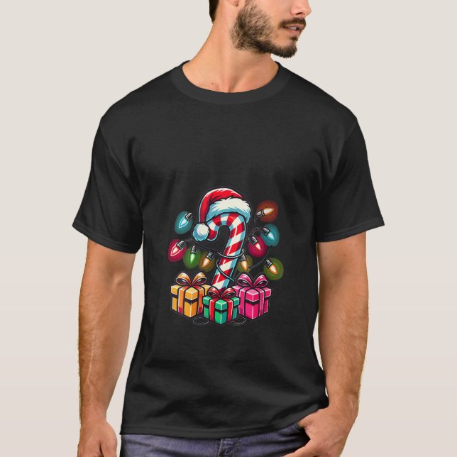 Womens Candy Cane Christmas Sweets Xmas V Neck  T Shirt (Framsida)
