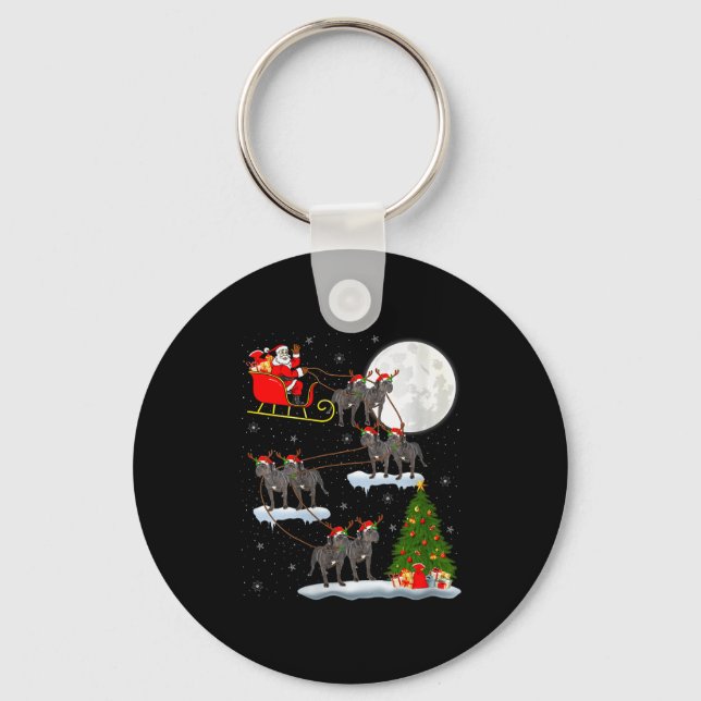 Womens Cane Corso Dog Santa Sleigh Flying Funny Ma Nyckelring (Framsida)
