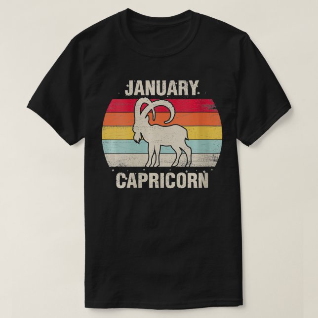 Womens Capricorn från födelsedagen Gift Retro-skyl T Shirt (Design framsida)
