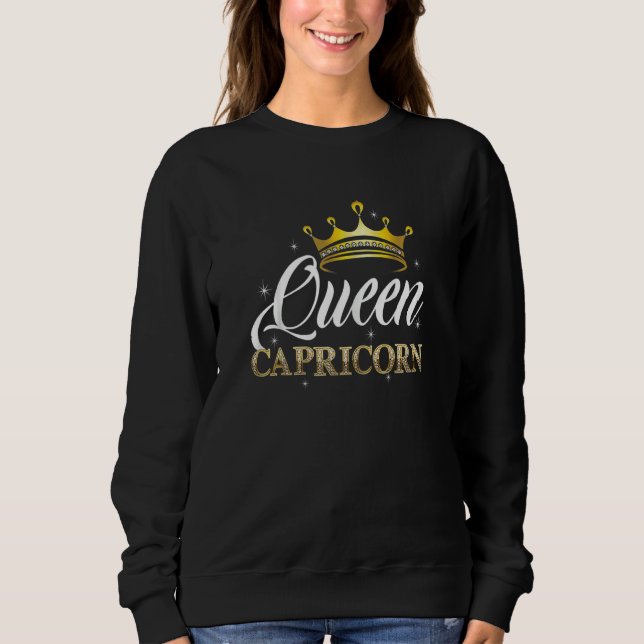 Womens Capricorn Queen  For Women Zodiac Diamond C T Shirt (Framsida)