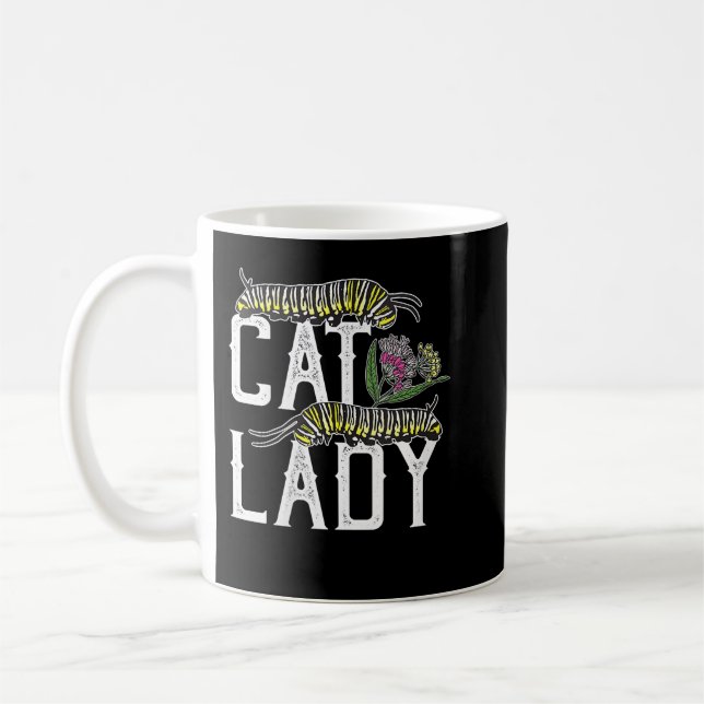 Womens Cat Dam - Funny Monarch Butterfly Caterpil Kaffemugg (Vänster)
