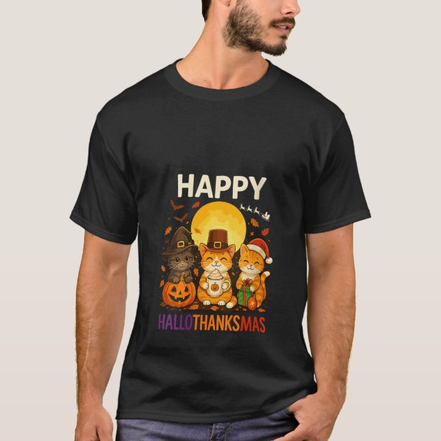 Womens Cat Hallothanksmas Kitten Halloween Thanksg T Shirt (Framsida)