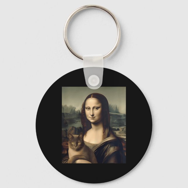 Womens Cat Lover Mona Lisa Cat Kitten Nyckelring (Framsida)