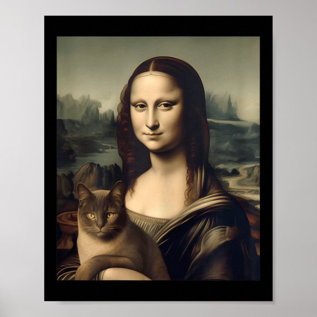 Womens Cat Lover Mona Lisa Cat Kitten Poster (Framsidan)