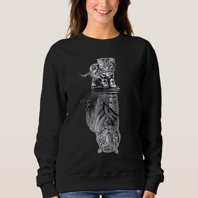 Womens Cats Reflection Tiger Friends  Cute  3 T Shirt (Framsida)