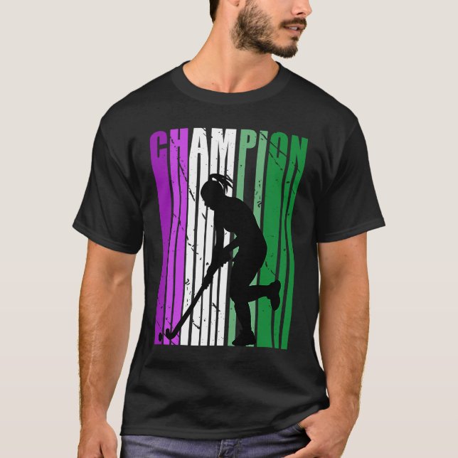 Womens Champion Hockey Birthday Season Lila Gree T Shirt (Framsida)