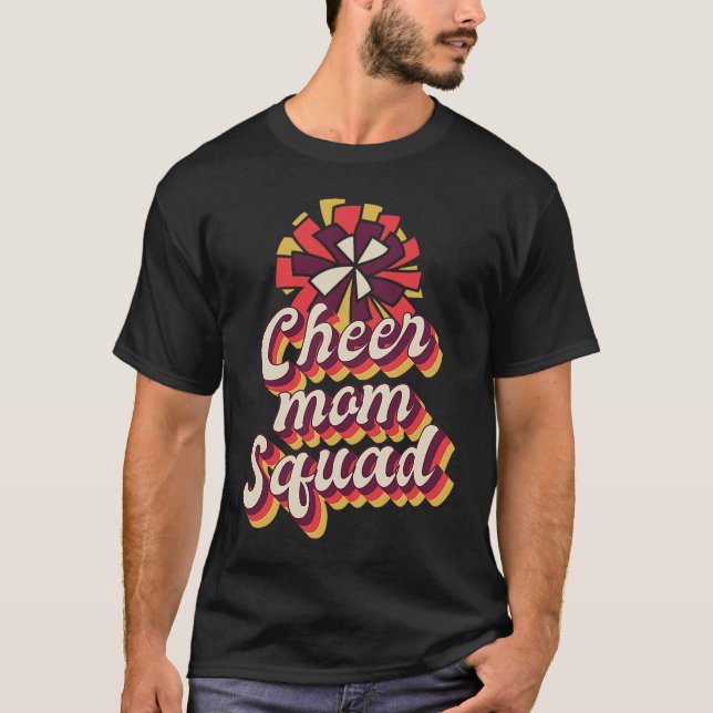 Women's Cheer Mom Squad , Pom Pom, Retro Cheerlead T Shirt (Framsida)