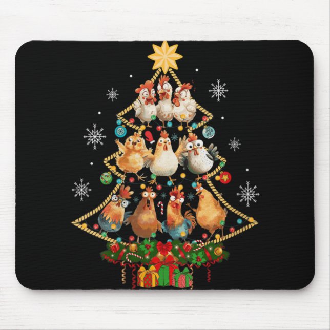 Womens Chicken Christmas Tree Santa Hat Xmas Light Musmatta (Framsidan)