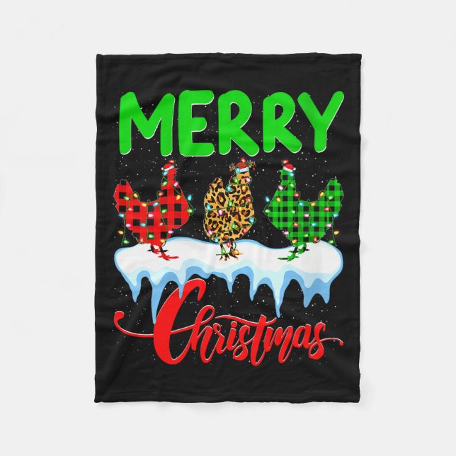 Womens Chicken Merry Christmas Pajamas Leopard Buf Fleecefilt (Framsidan)