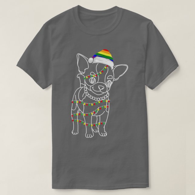 Womens Chihuahua Julgran Ljus Hund Puppy L T Shirt (Design framsida)