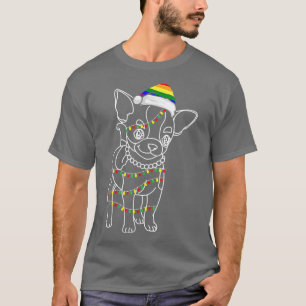 Womens Chihuahua Julgran Ljus Hund Puppy L T Shirt