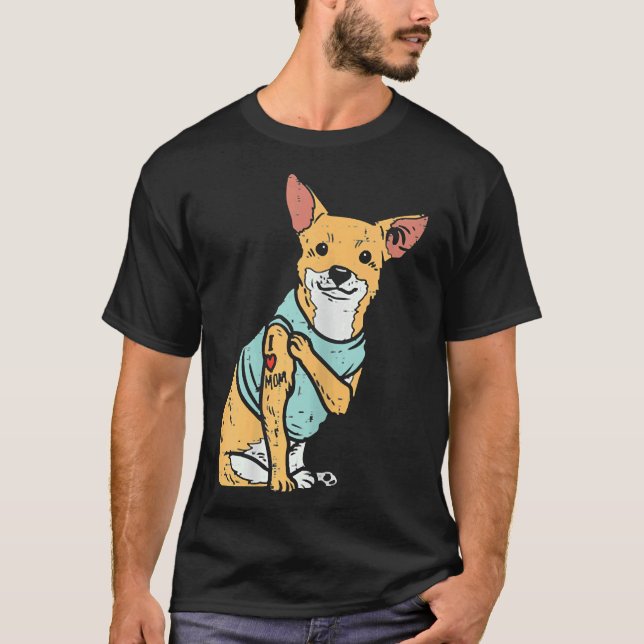 Womens Chihuahua Kärlek Mamma Tattoo Chiwawa Hundä T Shirt (Framsida)