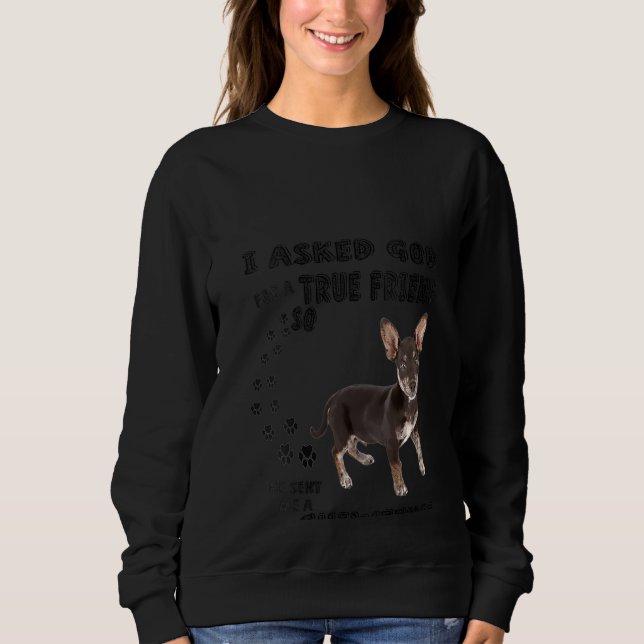 Womens Chiweenie som säger Mamma Pappa Skriv ut Da T Shirt (Framsida)