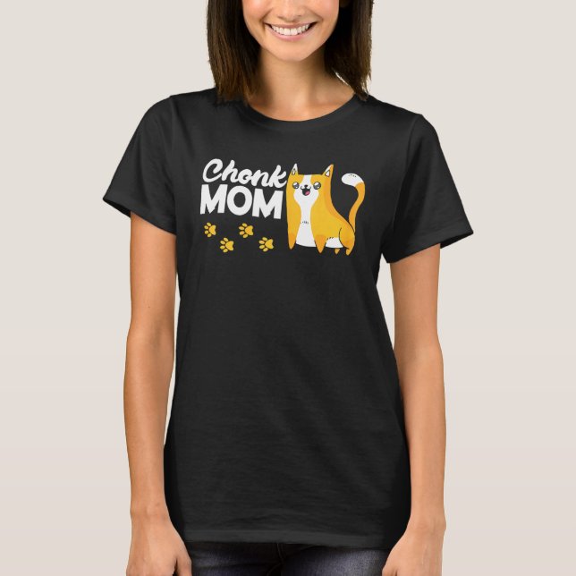 Womens Chonk Mamma Cat T Shirt (Framsida)