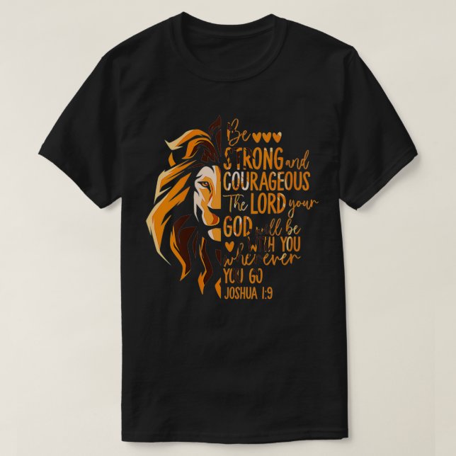 Womens Christian Bible Verse Joshua 19 Lejon VNeck T Shirt (Design framsida)
