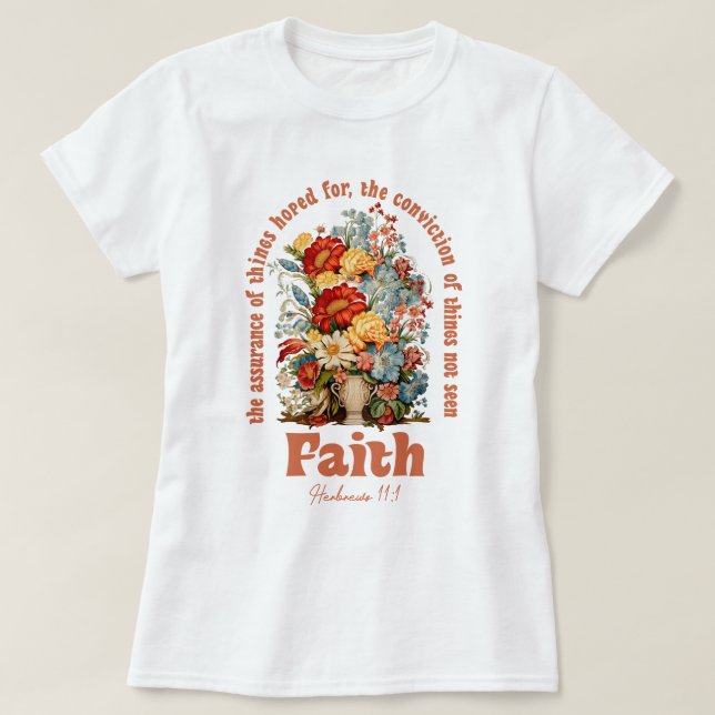Womens Christian Boho Faith Wildblommor T Shirt (Design framsida)