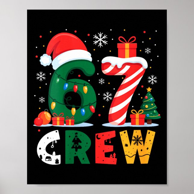 Womens Christmas 67 Crew Brainrot Funny Candy Cane Poster (Framsidan)